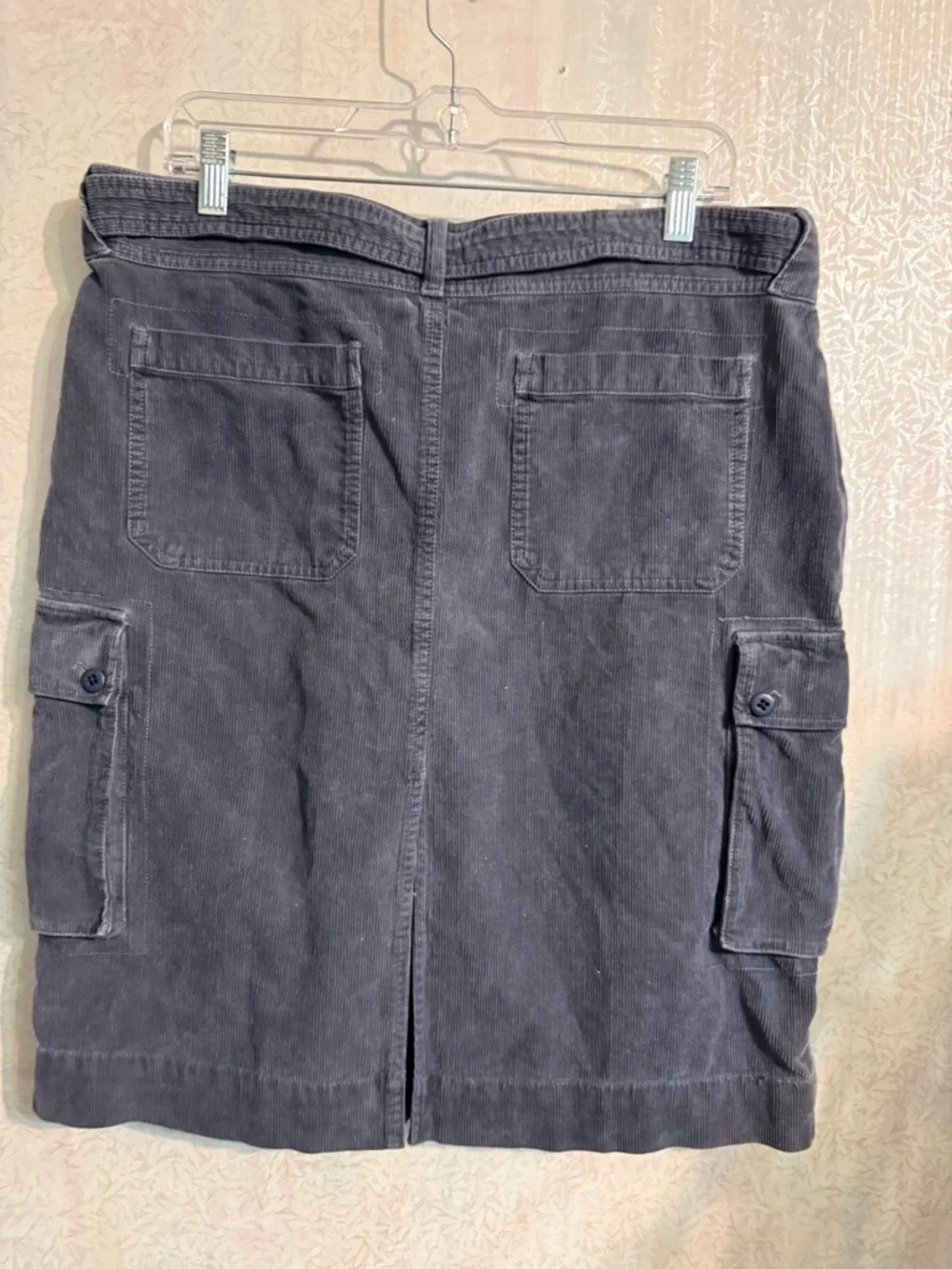 Ralph Lauren Sport Charcoal Corduroy Midi Skirt with Cargo Pockets, Button Fly - Picture 4 of 12